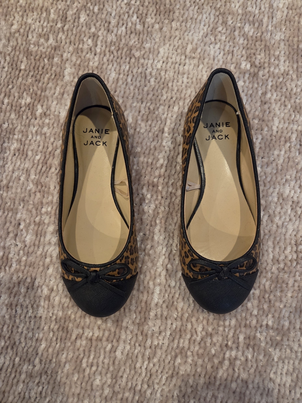 Janie and Jack Leopard Ballet Flats in Brown and Black Size 12